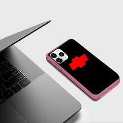 Чехол iPhone 11 Pro матовый Chevrolet red logo, цвет: 3D-малиновый — фото 2