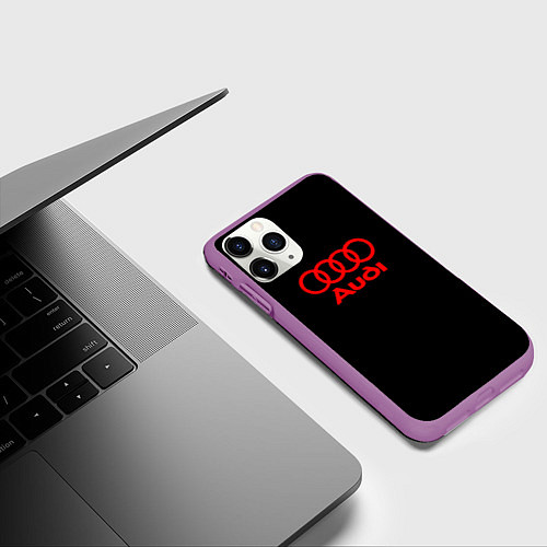 Чехол iPhone 11 Pro матовый Audi red logo / 3D-Фиолетовый – фото 3