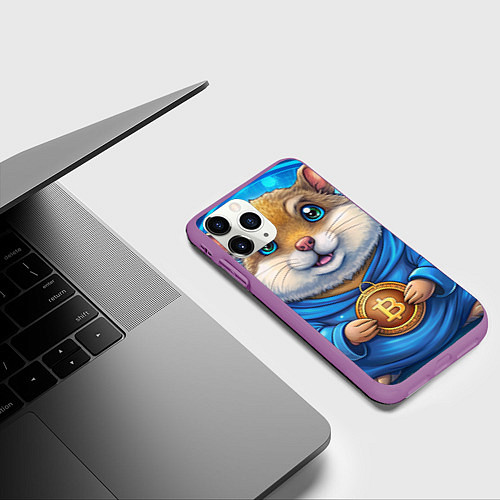 Чехол iPhone 11 Pro матовый Хомячок с криптой / 3D-Фиолетовый – фото 3