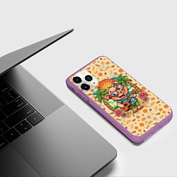 Чехол iPhone 11 Pro матовый Свинка с гитарой жаркое лето, цвет: 3D-фиолетовый — фото 2