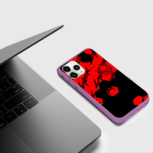 Чехол iPhone 11 Pro матовый Cyberpunk 2077 кибер броня / 3D-Фиолетовый – фото 3