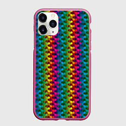 Чехол iPhone 11 Pro матовый Радужный разноцветный узор, цвет: 3D-малиновый