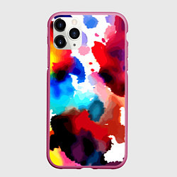 Чехол iPhone 11 Pro матовый Абстрактная акварельная композиция, цвет: 3D-малиновый