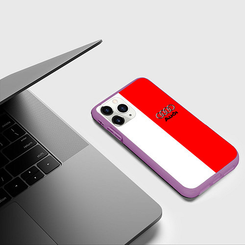 Чехол iPhone 11 Pro матовый AUDI logo полосы / 3D-Фиолетовый – фото 3