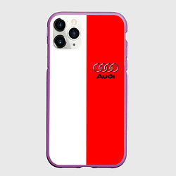 Чехол iPhone 11 Pro матовый AUDI logo полосы, цвет: 3D-фиолетовый