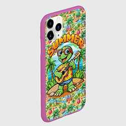 Чехол iPhone 11 Pro матовый Черепаха с гитарой на острове, цвет: 3D-фиолетовый — фото 2