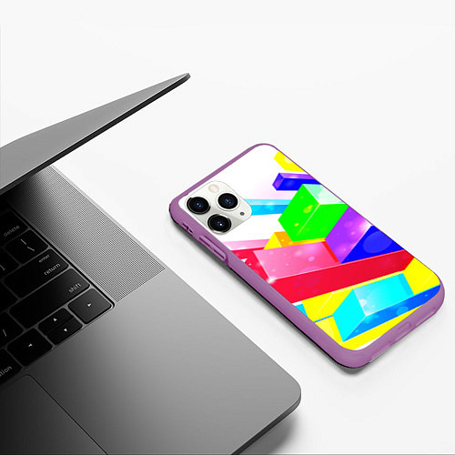 Чехол iPhone 11 Pro матовый Цветные столбы / 3D-Фиолетовый – фото 3