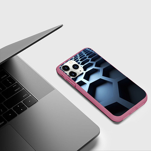 Чехол iPhone 11 Pro матовый Броня нанотехнологичная / 3D-Малиновый – фото 3