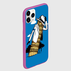 Чехол iPhone 11 Pro матовый Пизанская башня - Майкл Джексон, цвет: 3D-фиолетовый — фото 2