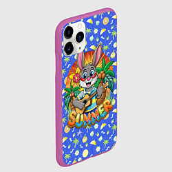 Чехол iPhone 11 Pro матовый Заяц играет на гитаре жарким летом, цвет: 3D-фиолетовый — фото 2