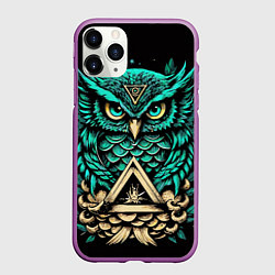 Чехол iPhone 11 Pro матовый Мудрая сова в скандинавском стиле, цвет: 3D-фиолетовый