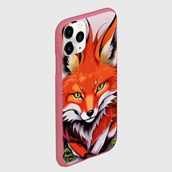 Чехол iPhone 11 Pro матовый Лиса Кицунэ в японском стиле, цвет: 3D-малиновый — фото 2