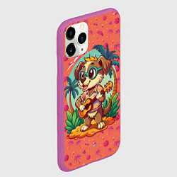 Чехол iPhone 11 Pro матовый Песик играет на гитаре жарким летом, цвет: 3D-фиолетовый — фото 2
