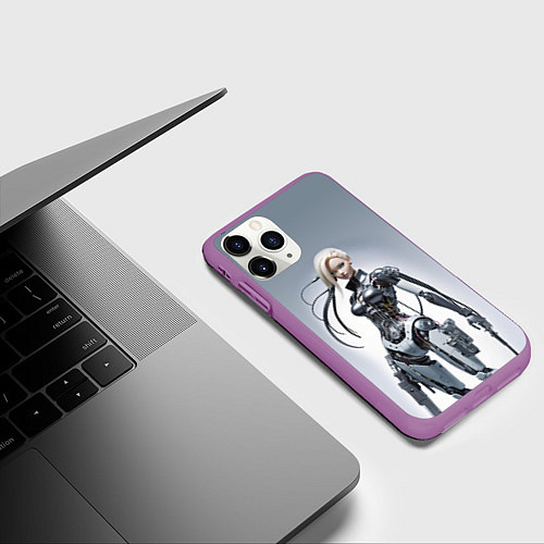Чехол iPhone 11 Pro матовый Barbie - cyber warrior / 3D-Фиолетовый – фото 3
