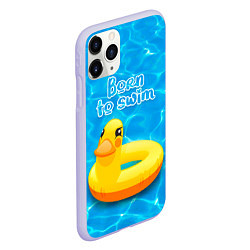Чехол iPhone 11 Pro матовый Рожденный плавать - надувная утка, цвет: 3D-светло-сиреневый — фото 2