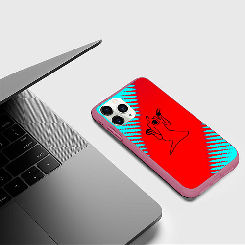 Чехол iPhone 11 Pro матовый Kizaru abstract rap / 3D-Малиновый – фото 3