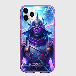 Чехол iPhone 11 Pro матовый Самурай ледяной фэнтезийный синий стиль - вьюга, цвет: 3D-фиолетовый