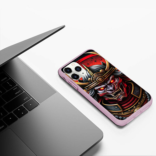 Чехол iPhone 11 Pro матовый Злой самурай в японском стиле / 3D-Розовый – фото 3