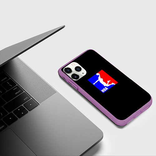 Чехол iPhone 11 Pro матовый НБА спорт лого / 3D-Фиолетовый – фото 3