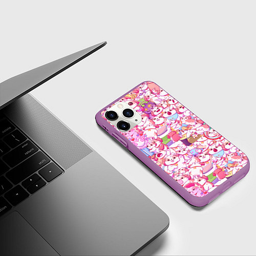Чехол iPhone 11 Pro матовый Стикеры вконтакте собака / 3D-Фиолетовый – фото 3