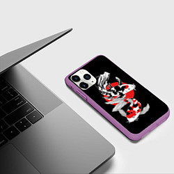 Чехол iPhone 11 Pro матовый Карпы кои - японский стиль, цвет: 3D-фиолетовый — фото 2