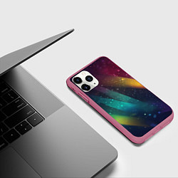 Чехол iPhone 11 Pro матовый Неоновые цветные полосы, цвет: 3D-малиновый — фото 2
