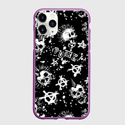 Чехол iPhone 11 Pro матовый Панк черепа - анархия, цвет: 3D-фиолетовый