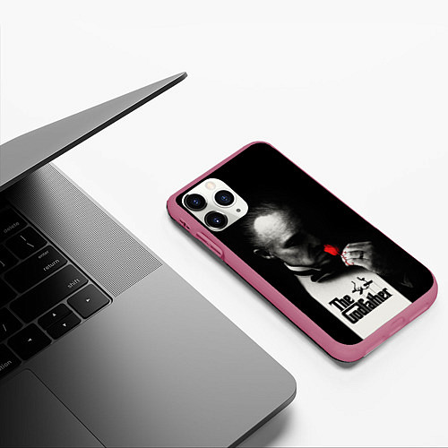 Чехол iPhone 11 Pro матовый The Godfather - Don Vito / 3D-Малиновый – фото 3