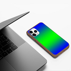 Чехол iPhone 11 Pro матовый Зелёный градиент текстура, цвет: 3D-коричневый — фото 2