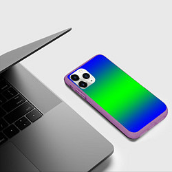 Чехол iPhone 11 Pro матовый Зелёный градиент текстура, цвет: 3D-фиолетовый — фото 2