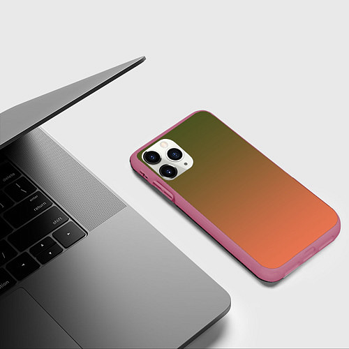 Чехол iPhone 11 Pro матовый Абстрактный градиент / 3D-Малиновый – фото 3