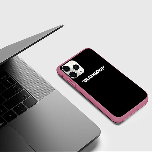 Чехол iPhone 11 Pro матовый Deathloop logo / 3D-Малиновый – фото 3