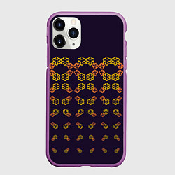 Чехол iPhone 11 Pro матовый Цветочный орнамент на синем, цвет: 3D-фиолетовый
