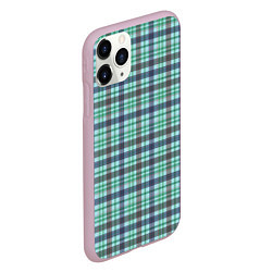 Чехол iPhone 11 Pro матовый Сине-зеленый паттерн в клетку, цвет: 3D-розовый — фото 2