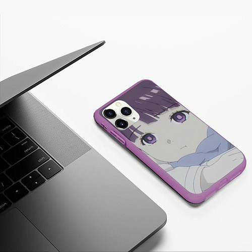 Чехол iPhone 11 Pro матовый Sousou no Frieren Ферн cute face / 3D-Фиолетовый – фото 3