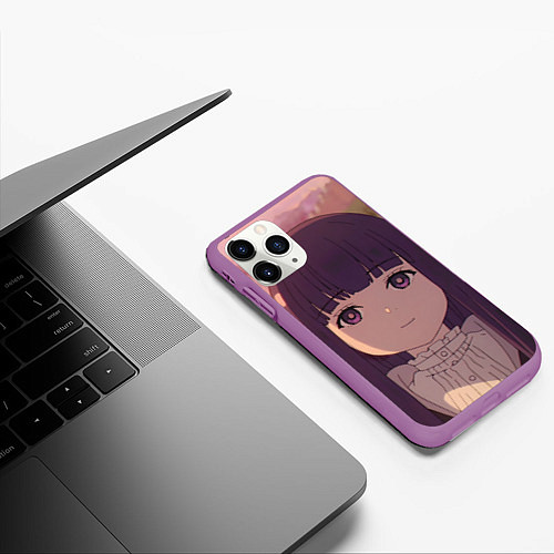 Чехол iPhone 11 Pro матовый Sousou no Frieren Ферн cute face / 3D-Фиолетовый – фото 3