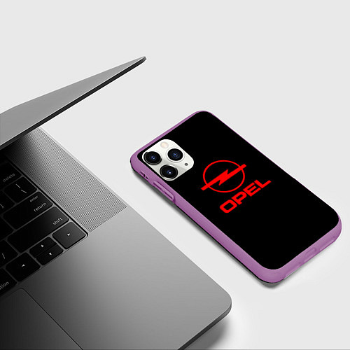 Чехол iPhone 11 Pro матовый Opel red logo auto / 3D-Фиолетовый – фото 3