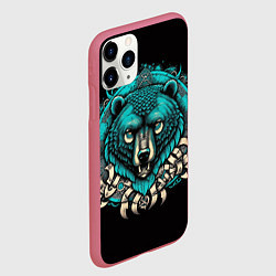 Чехол iPhone 11 Pro матовый Голова медведя в славянском стиле, цвет: 3D-малиновый — фото 2