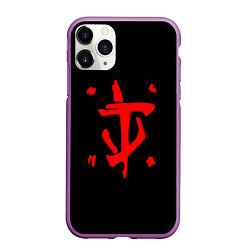 Чехол iPhone 11 Pro матовый Doom logo red, цвет: 3D-фиолетовый