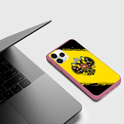 Чехол iPhone 11 Pro матовый Российская империя текстура, цвет: 3D-малиновый — фото 2