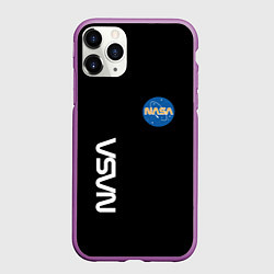 Чехол iPhone 11 Pro матовый NASA logo usa space, цвет: 3D-фиолетовый