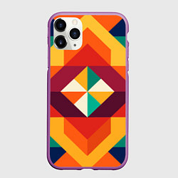 Чехол iPhone 11 Pro матовый Геометрическая абстракция цветок, цвет: 3D-фиолетовый