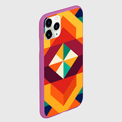Чехол iPhone 11 Pro матовый Геометрическая абстракция цветок, цвет: 3D-фиолетовый — фото 2