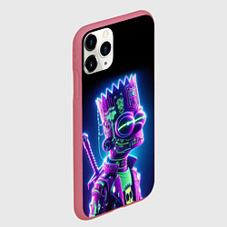 Чехол iPhone 11 Pro матовый Bart Simpson cyber ninja - neon glow, цвет: 3D-малиновый — фото 2