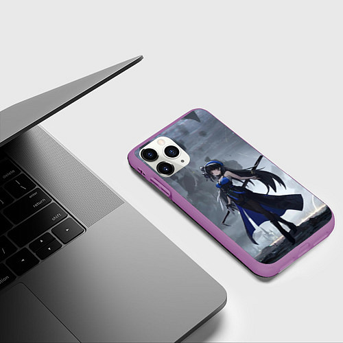 Чехол iPhone 11 Pro матовый Грозовые волны - Янъян / 3D-Фиолетовый – фото 3
