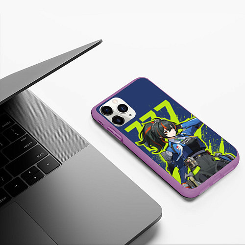 Чехол iPhone 11 Pro матовый Zhu Yuan - Zenless Zone Zero / 3D-Фиолетовый – фото 3