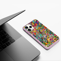 Чехол iPhone 11 Pro матовый Абстрактные пятна, цвет: 3D-розовый — фото 2