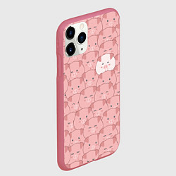 Чехол iPhone 11 Pro матовый Свинки паттерн, цвет: 3D-малиновый — фото 2