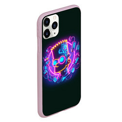 Чехол iPhone 11 Pro матовый Neon Bart Simpson - cyberpunk fantasy, цвет: 3D-розовый — фото 2