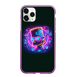 Чехол iPhone 11 Pro матовый Neon Bart Simpson - cyberpunk fantasy, цвет: 3D-фиолетовый